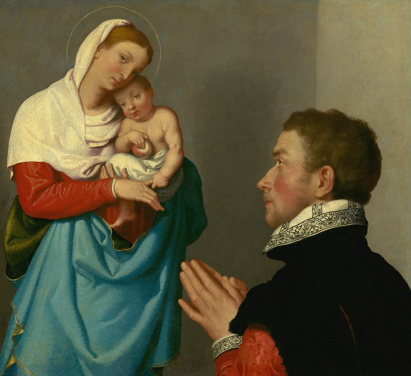 En mand i tilbedelse foran Jomfru Maria - Giovanni Battista Moroni