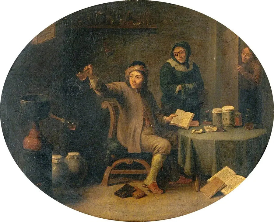 En mand, der undersøger en urinflaske - David Teniers den Yngre