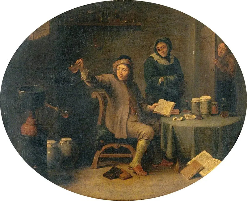 En mand, der undersøger en urinflaske - David Teniers den Yngre
