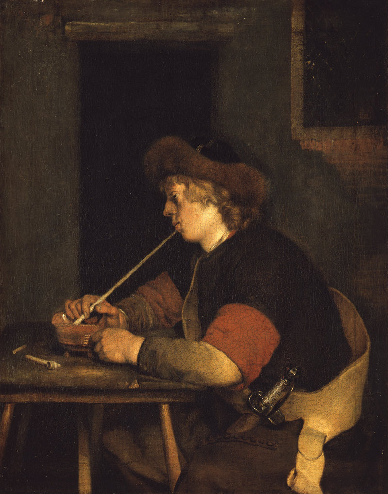 Un homme fume la pipe - Gerard ter Borch
