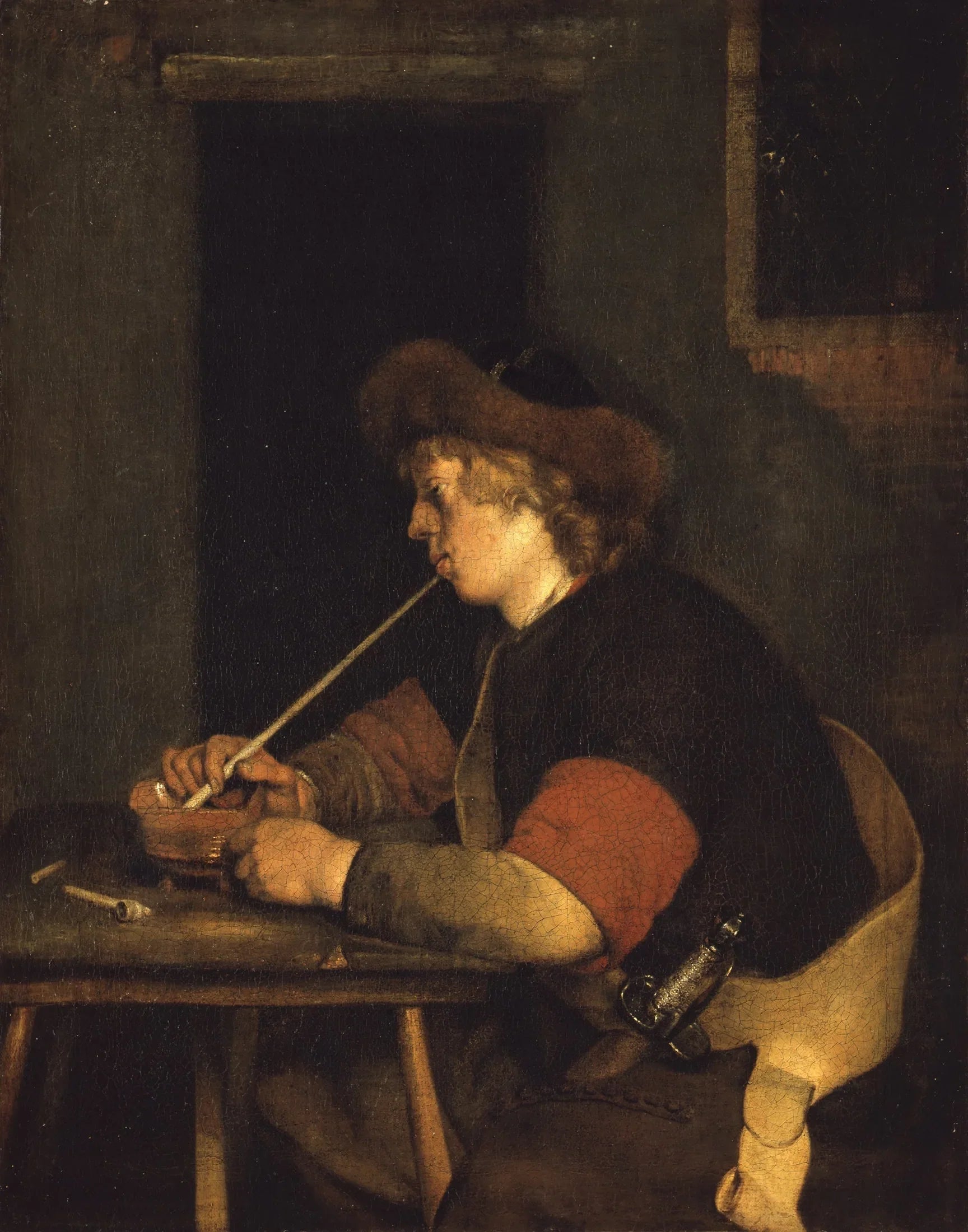 Un homme fume la pipe - Gerard ter Borch image 1 tableau peint à l’huile sur toile