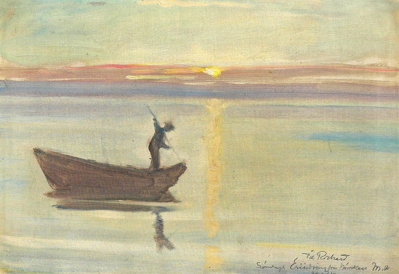 En mand, der fisker efter ål med en harpun. - Michael Peter Ancher