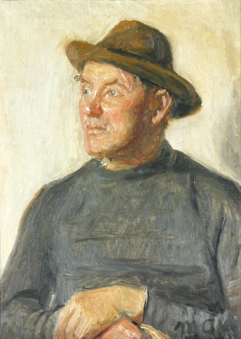 En mand iført hat. -Michael Peter Ancher