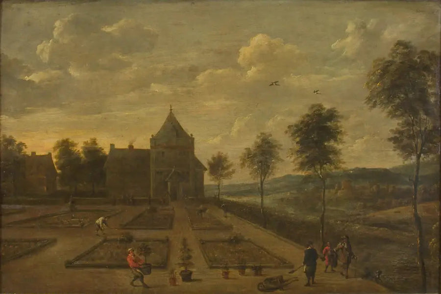 En have foran et landhus - David Teniers den Yngre