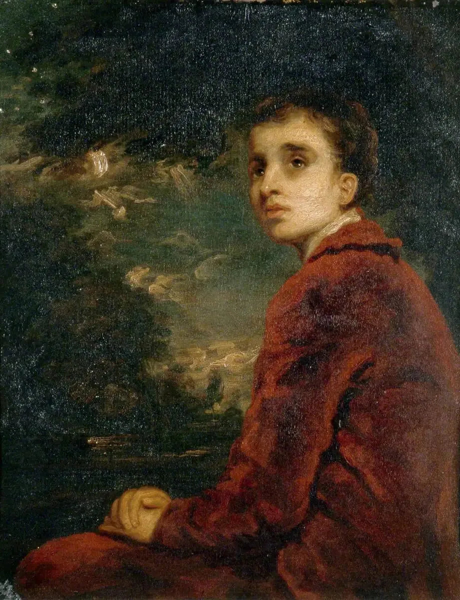 Un jeune contemplatif (supposément le fils de l'artiste Mather Brown) - Joshua Reynolds image 1 tableau peint à l’huile sur toile