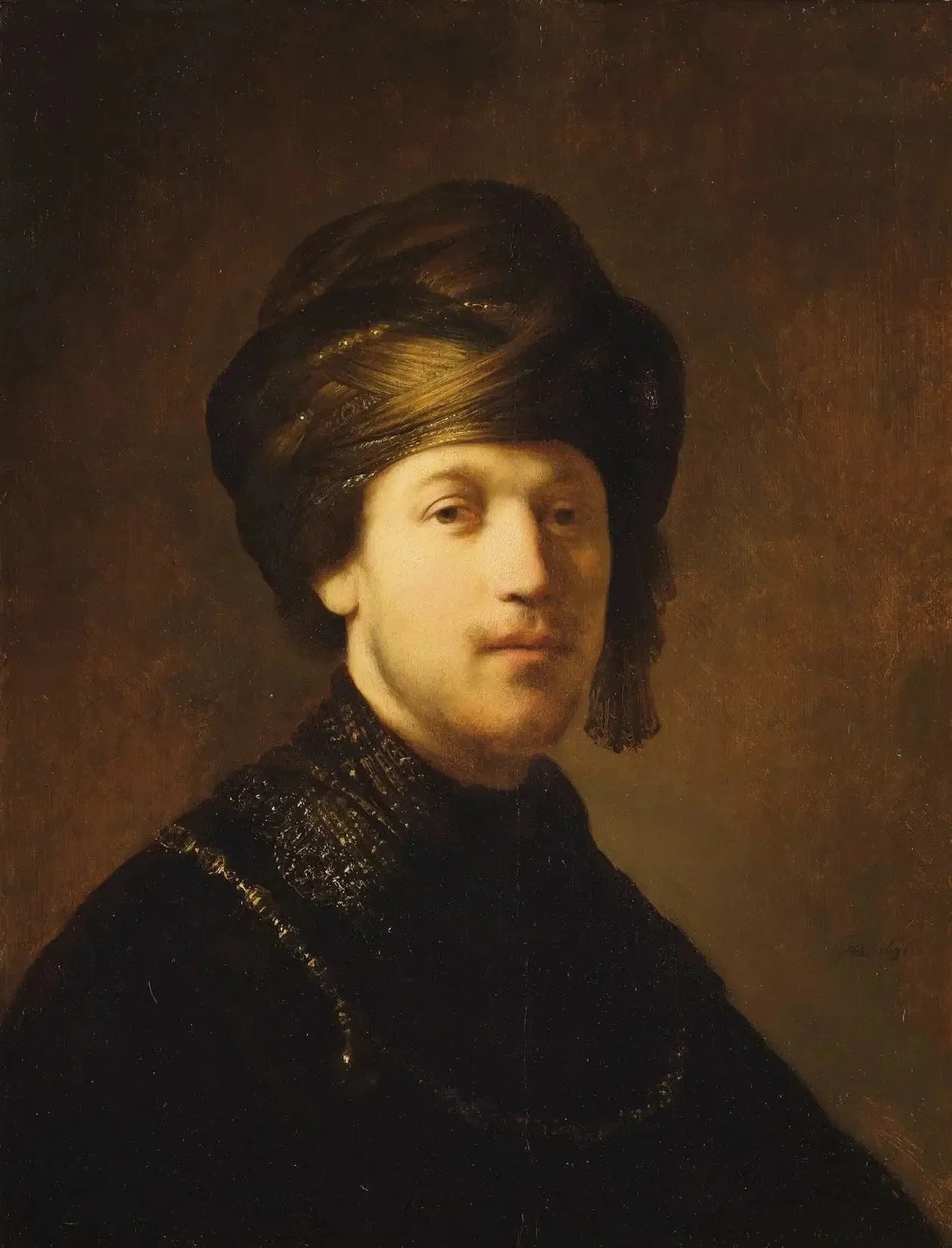 Un jeune homme portant un turban - Rembrandt image 1 copie de tableau peinte à la main