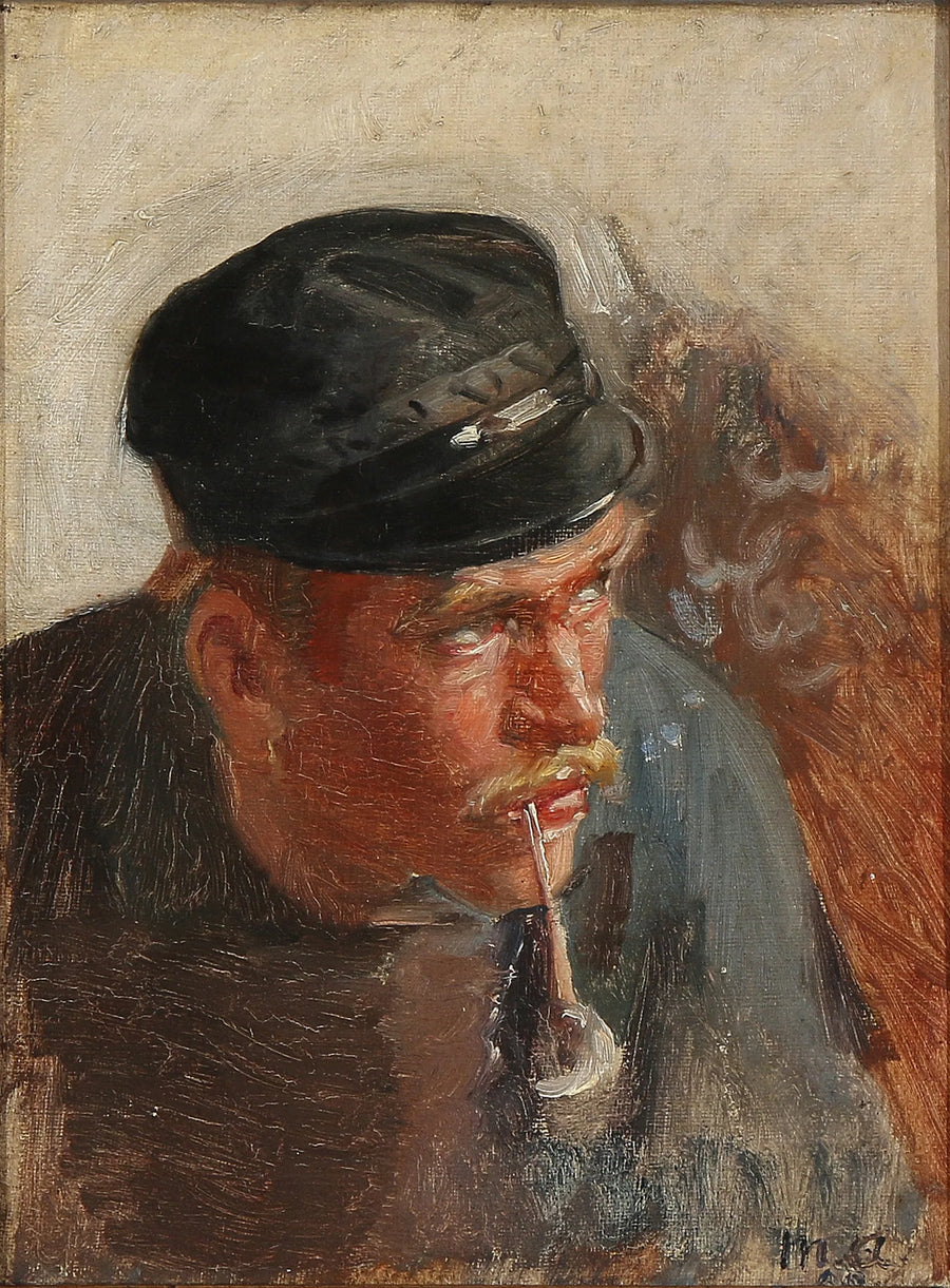 En ung fisker ryger pibe. - Michael Peter Ancher