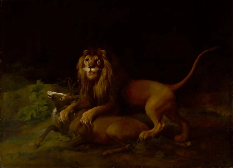 En løve, der angriber en hjort - George Stubbs