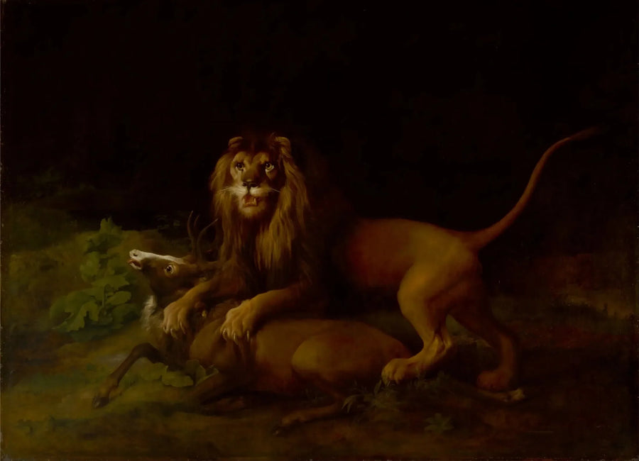 En løve, der angriber en hjort - George Stubbs