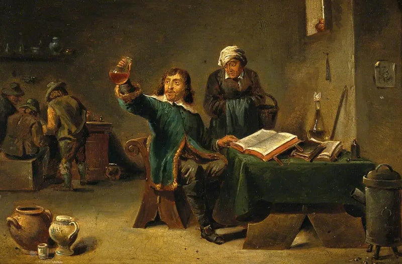 En læge, der undersøger en urinflaske - David Teniers den Yngre