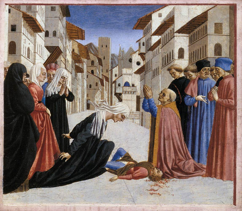 Et mirakel af Sankt Zénobe - Domenico Veneziano