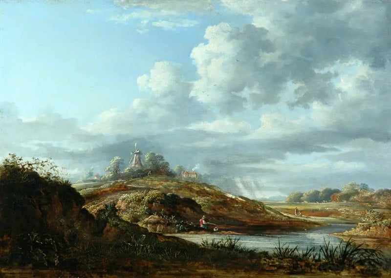 En vindmølle over en flod - John Constable
