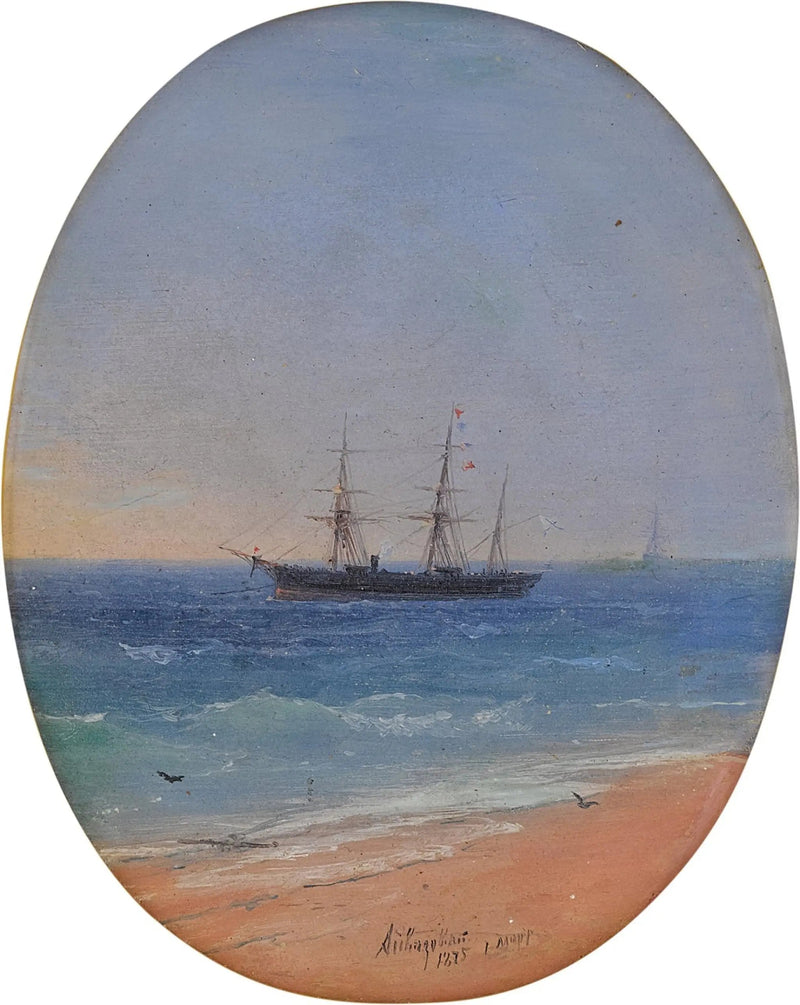 En russisk flådefartøj ud for kysterne - Ivan Aïvazovski