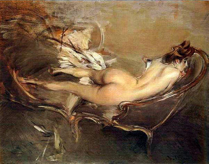 En nu liggende på en liggestol - Giovanni Boldini