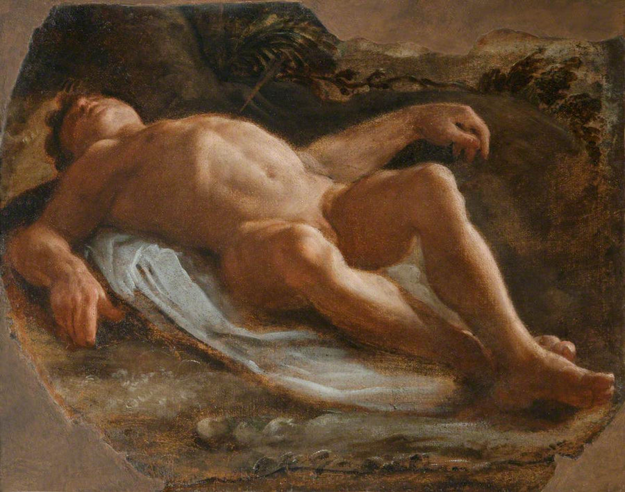 En mandlig profil i liggende position (fragment) - Annibale Carracci