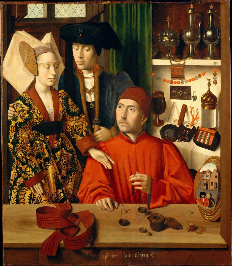 En guldsmed i sit værksted, måske Sankt Eligius - Petrus Christus