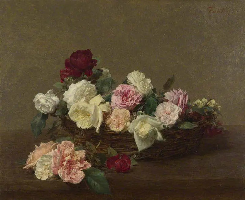 En kurv med roser - Henri Fantin-Latour