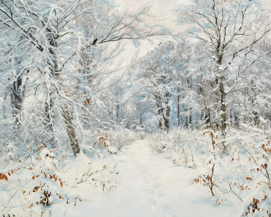 Et vinterlandskab af en skov. - H. A. Brendekilde