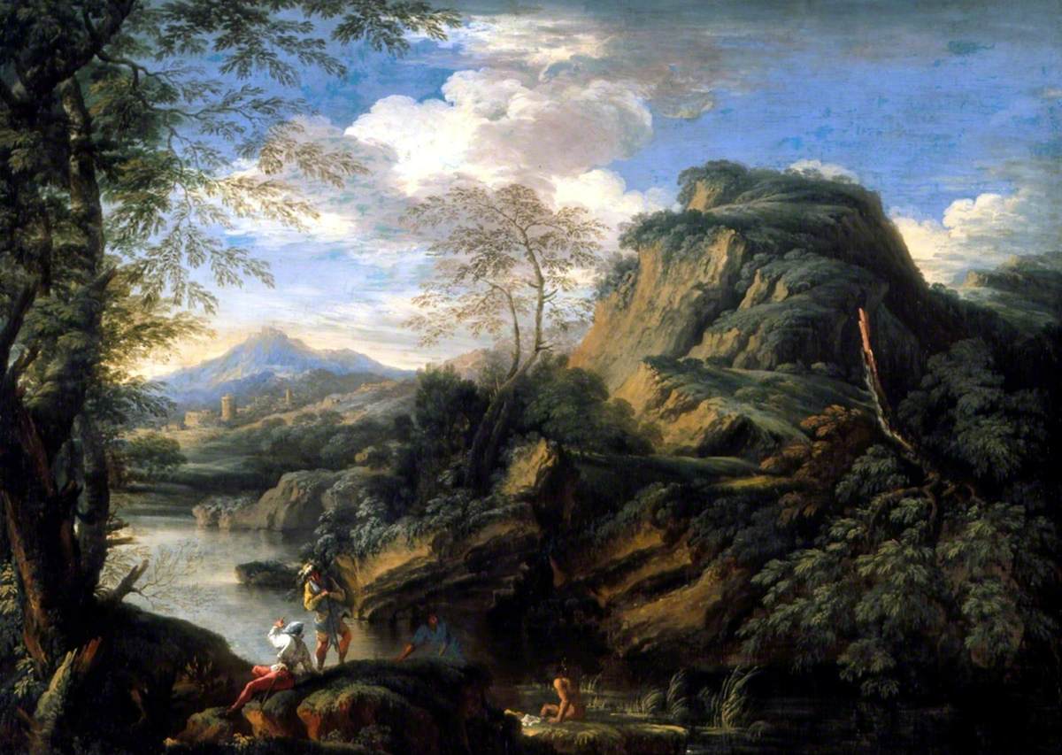 Un paysage de montagne - Salvator Rosa image 1 copie peinte à la main à l’huile
