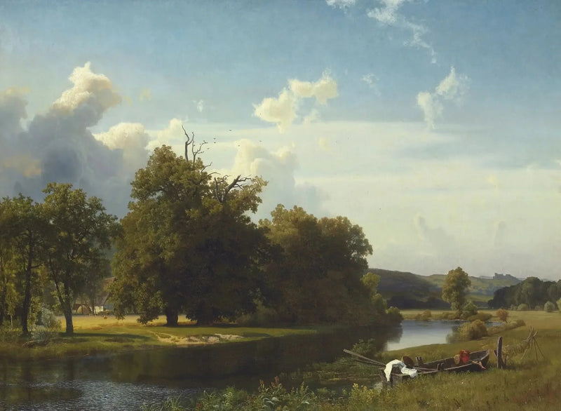 En flodlandskab, Westfalen - Albert Bierstadt