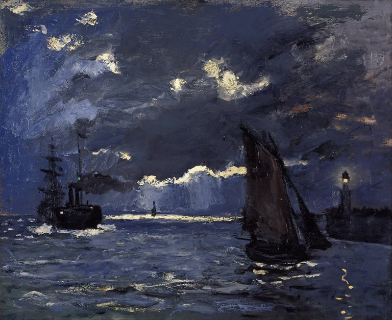 Et maritimt landskab i månelyset - Claude Monet