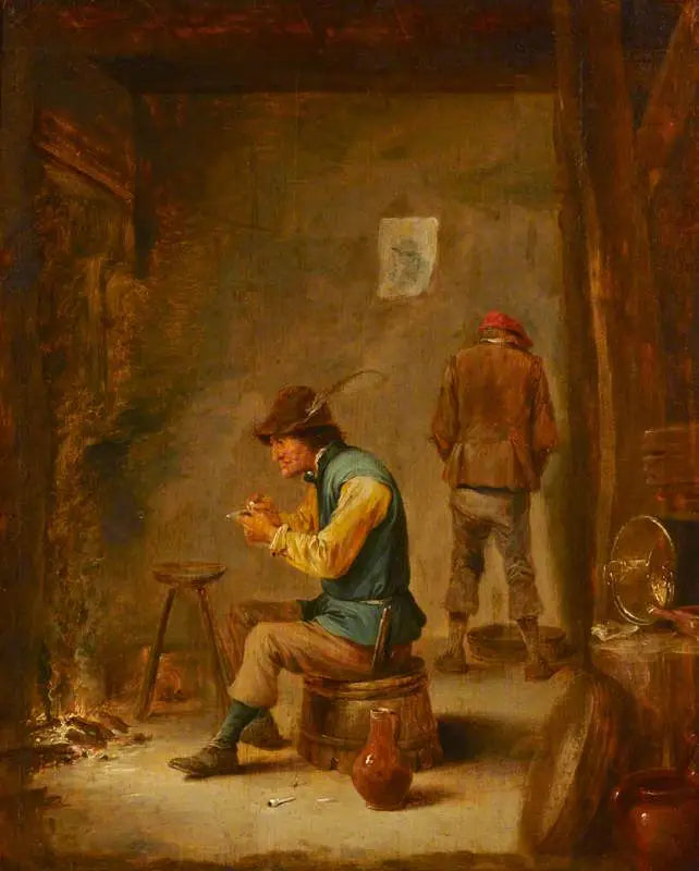 En bonde, der fylder sin pibe - David Teniers den Yngre