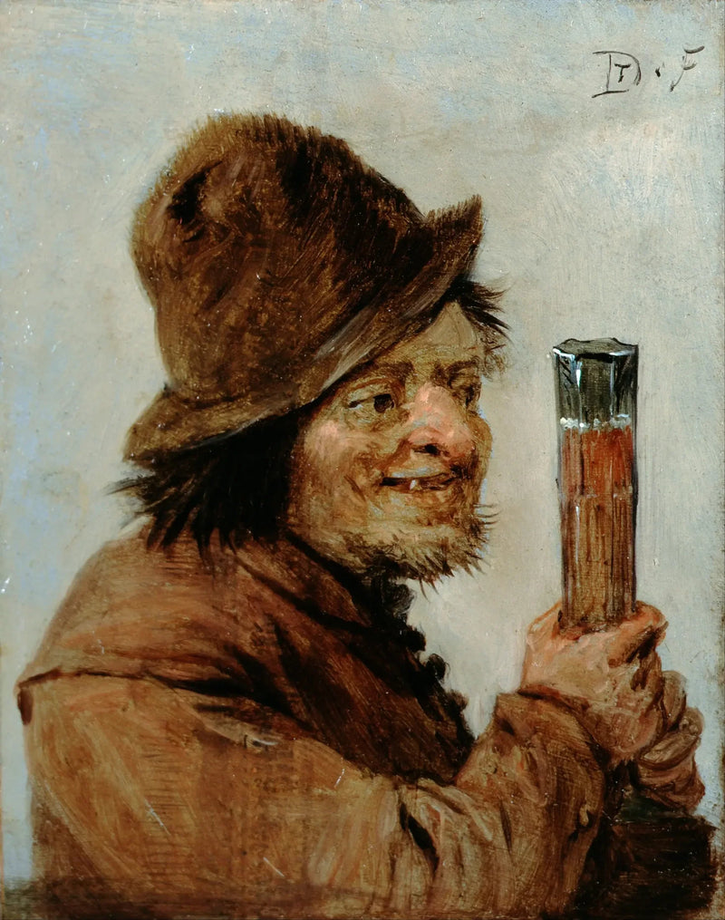 En bonde, der holder et glas - David Teniers den Yngre