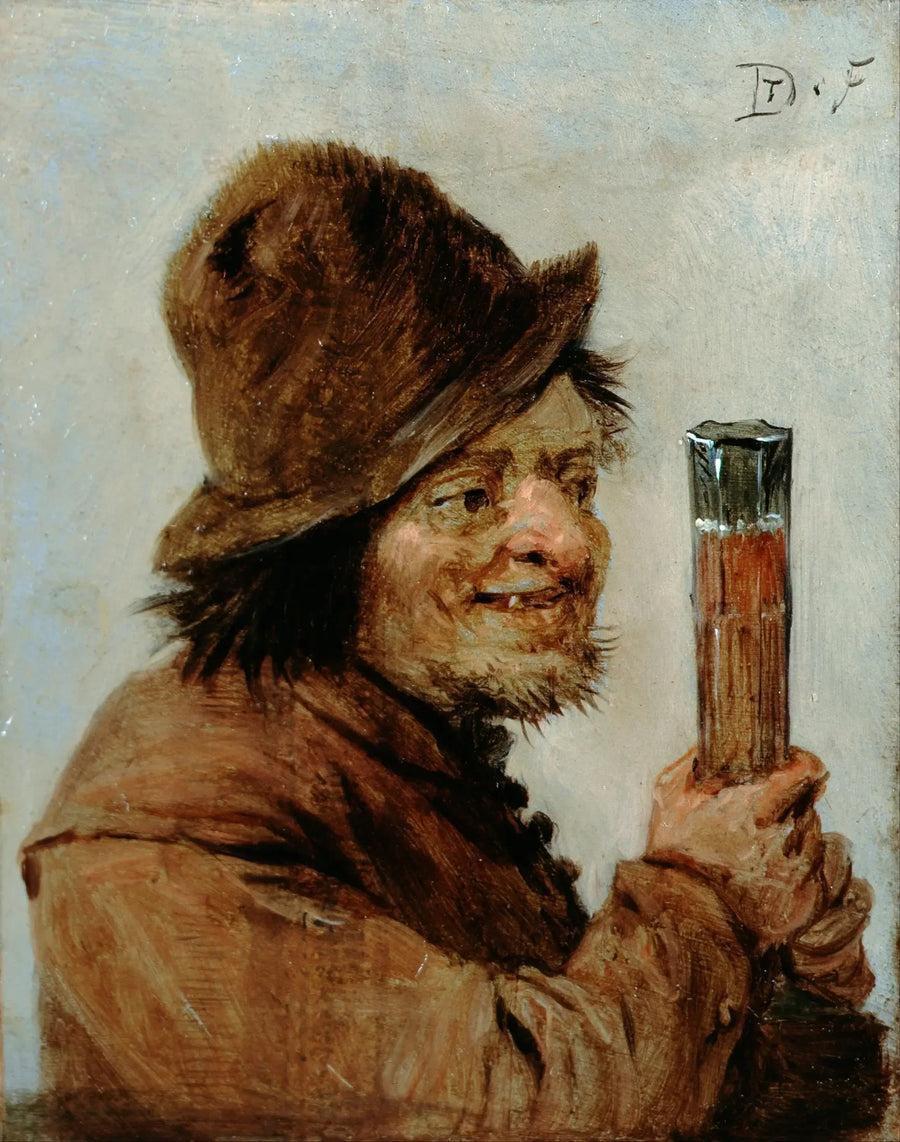 En bonde, der holder et glas - David Teniers den Yngre