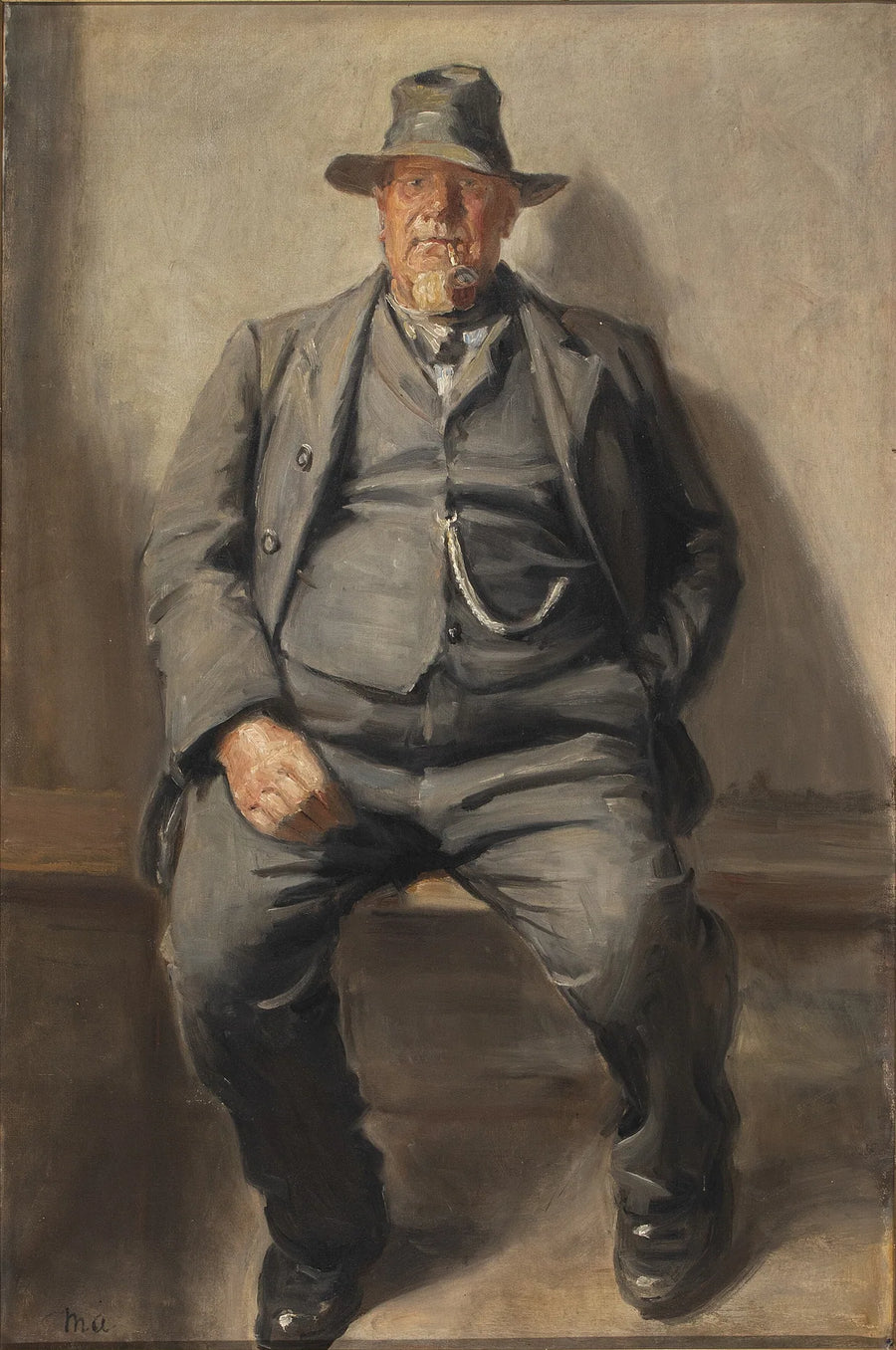 En fisker fra Bornholm, klædt i sit bedste søndagstøj, iført hat og urkæde. - Michael Peter Ancher