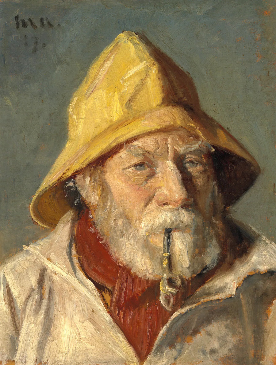 En fisker fra Skagen ryger pibe. 1917. - Michael Peter Ancher