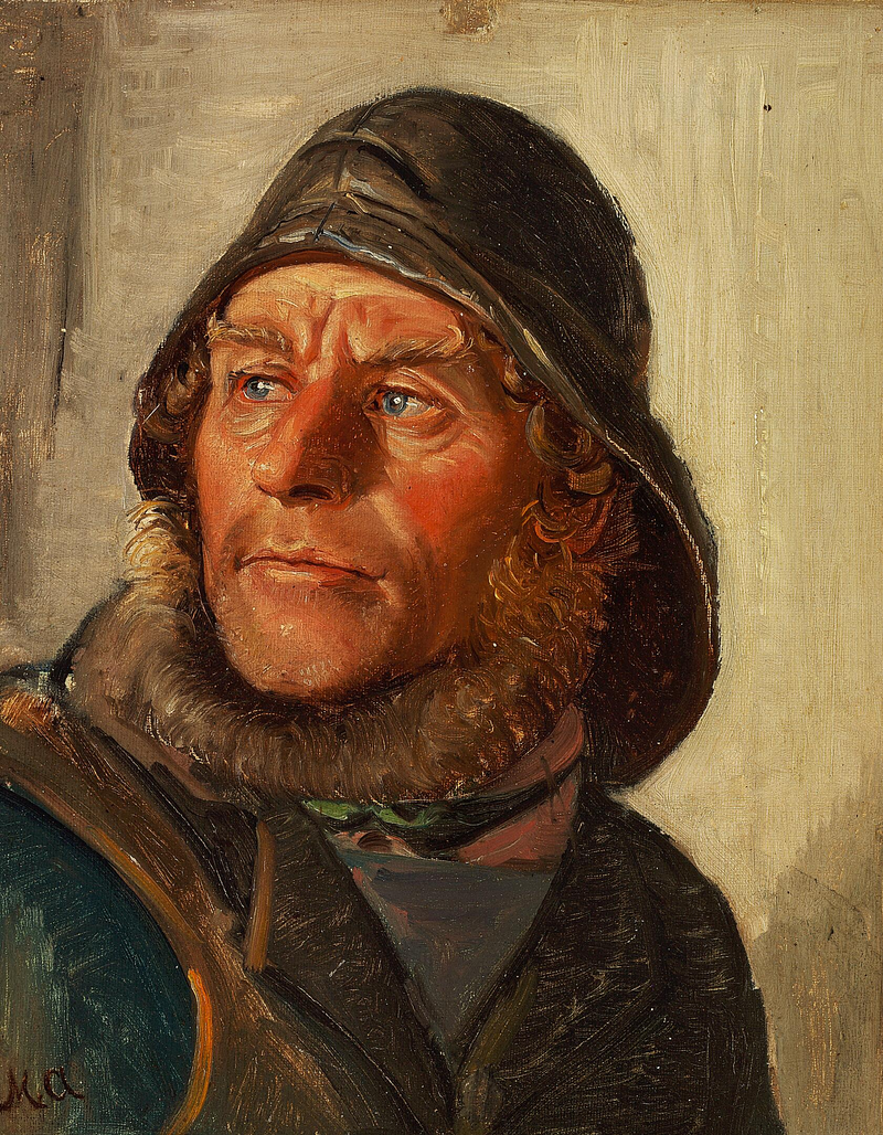 En fisker fra Skagen iført olieskind. -Michael Peter Ancher