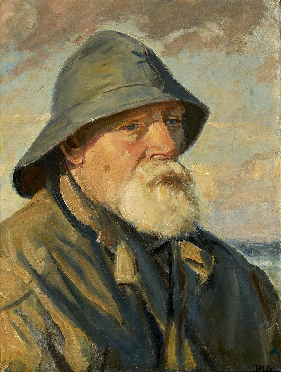 En fisker fra Skagen iført olieskind. -Michael Peter Ancher