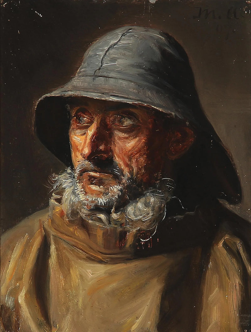 En fisker fra Skagen iført olieskind. -Michael Peter Ancher
