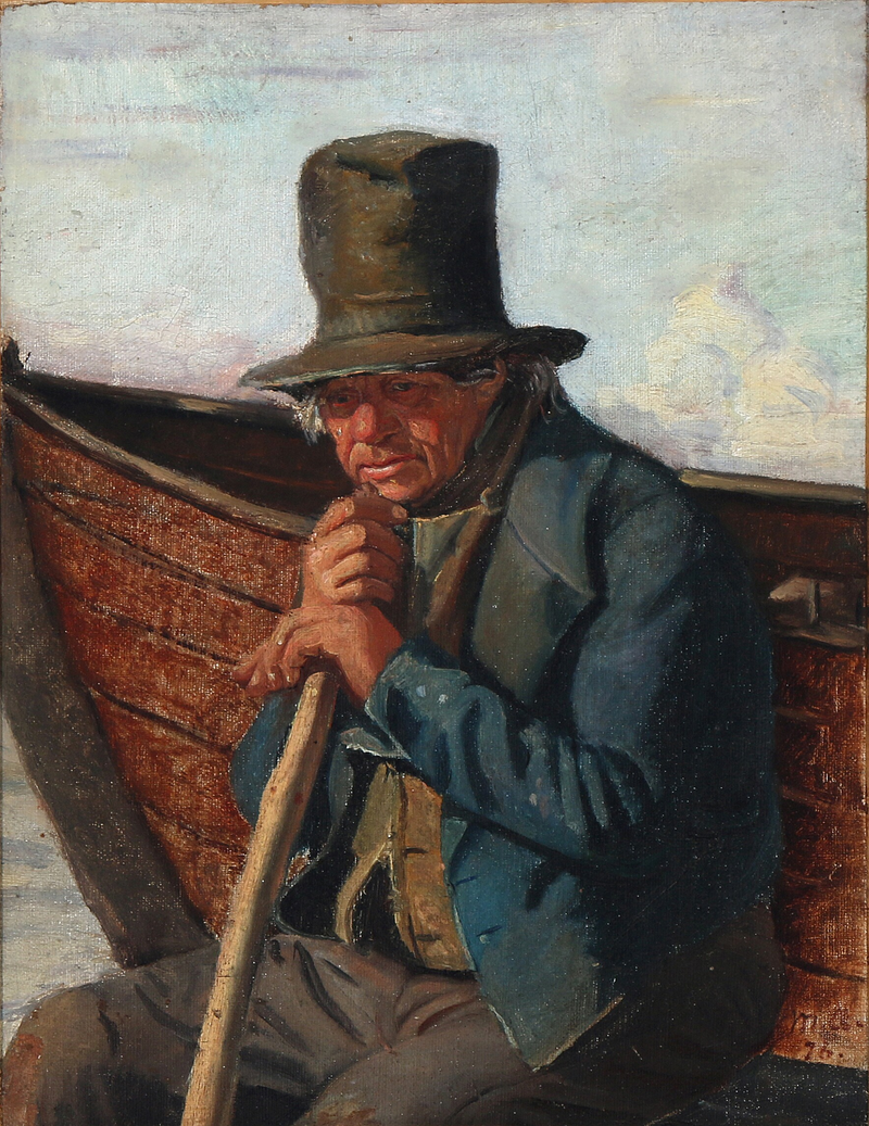 En fisker fra Skagen på sin båd - Michael Peter Ancher