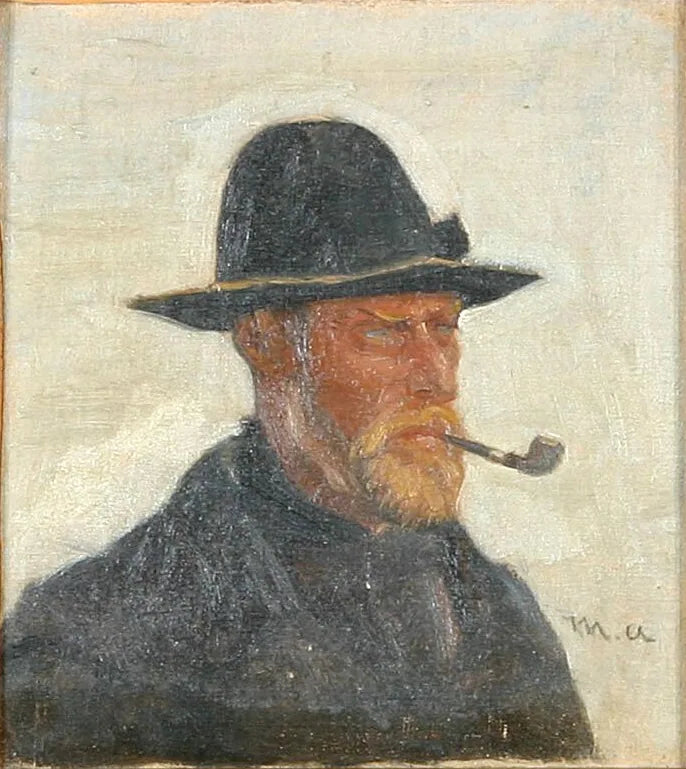 En fisker, der ryger pibe. - Michael Peter Ancher