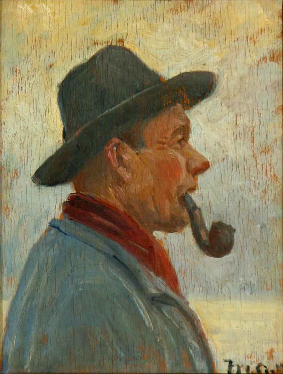 En fisker, der ryger pibe. (Maleri af hr. Ancher) - Michael Peter Ancher