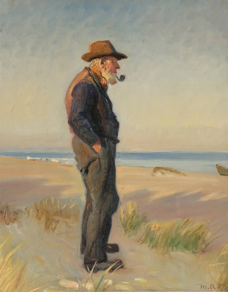 En fisker ryger sin pibe på Skagens strand. - Michael Peter Ancher