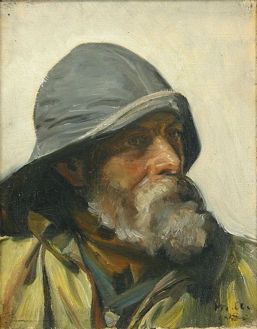 En fisker iført en olieskind (1908) - Michael Peter Ancher