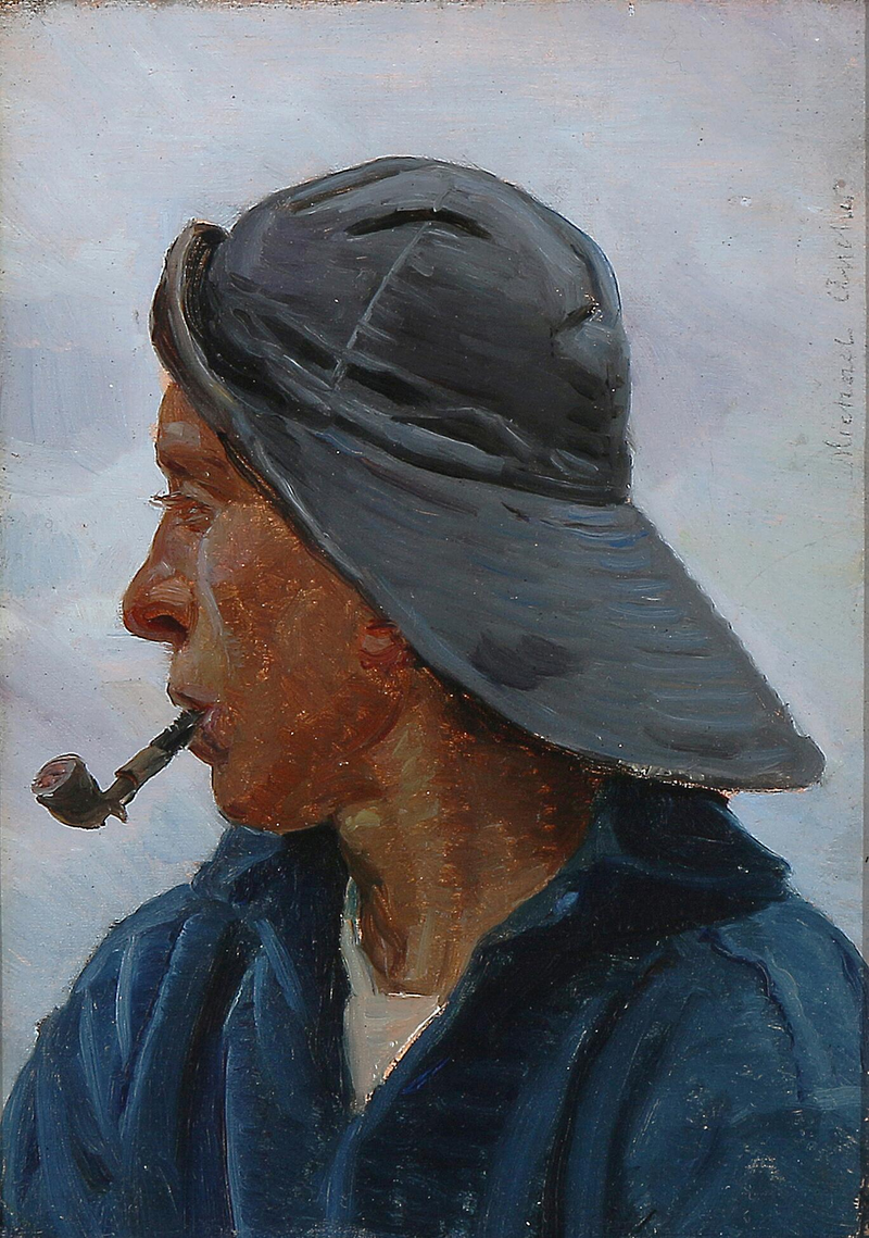 En fisker iført en olieskind. - Michael Peter Ancher