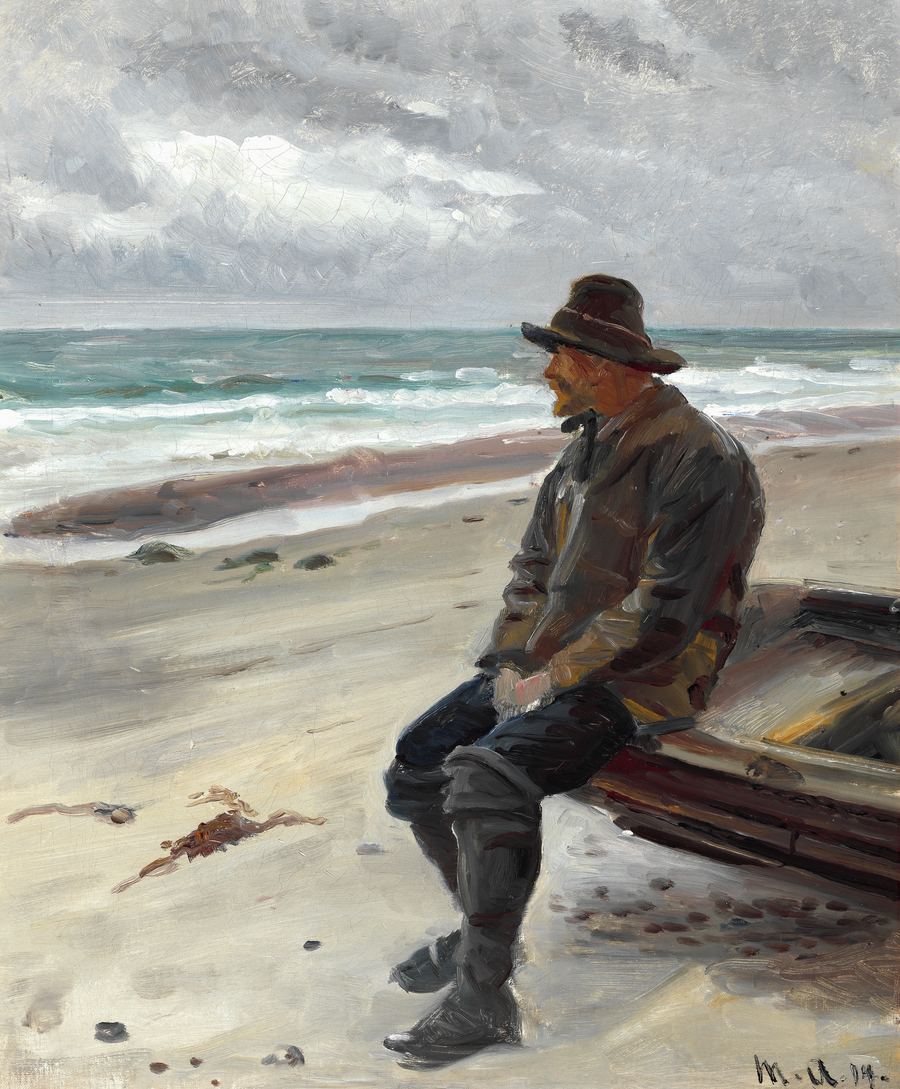 En fisker nær sin båd på stranden. - Michael Peter Ancher