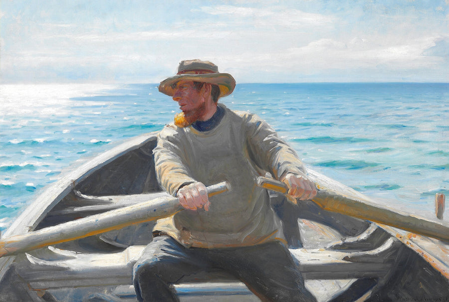 En fisker, der ror. - Michael Peter Ancher