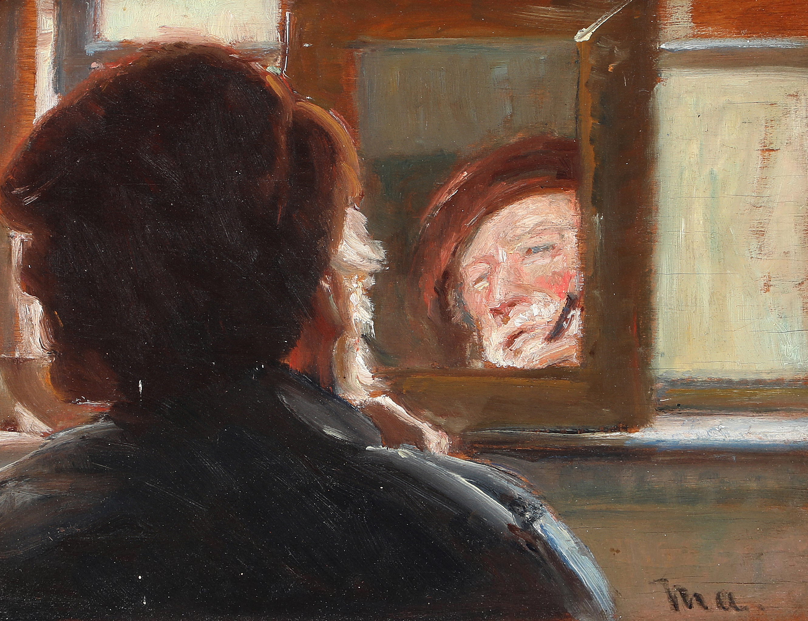 Un pêcheur qui se rase. - Michael Peter Ancher image 1 reproduction réalisée par Alpha Reproduction