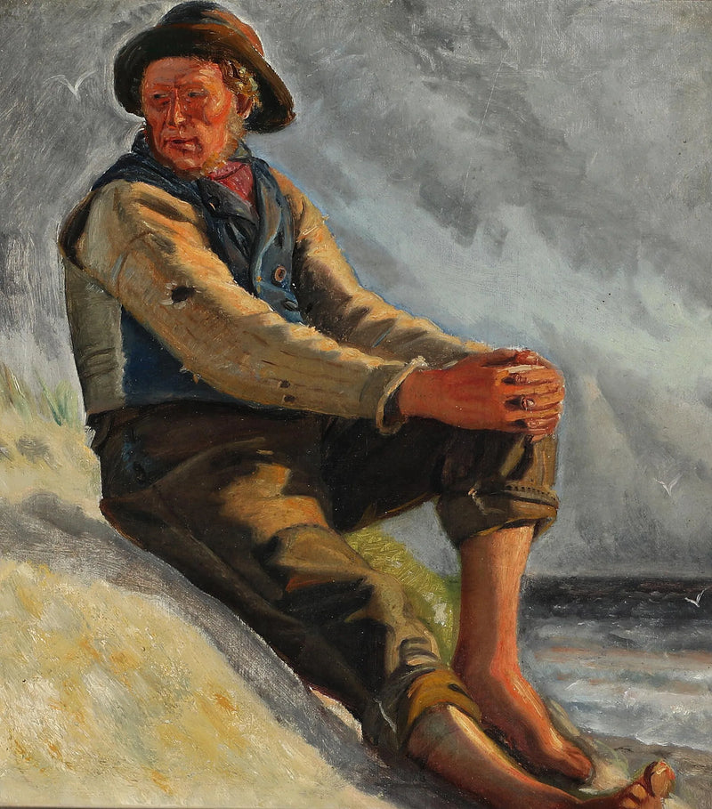 En fisker på stranden. Skitse. - Michael Peter Ancher