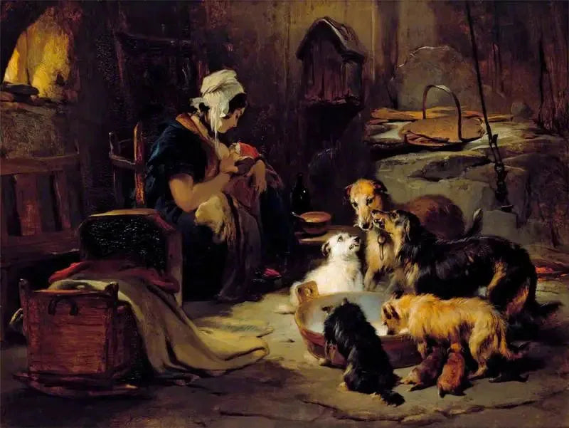 En lille morgenmad fra højlandet - Edwin Henry Landseer