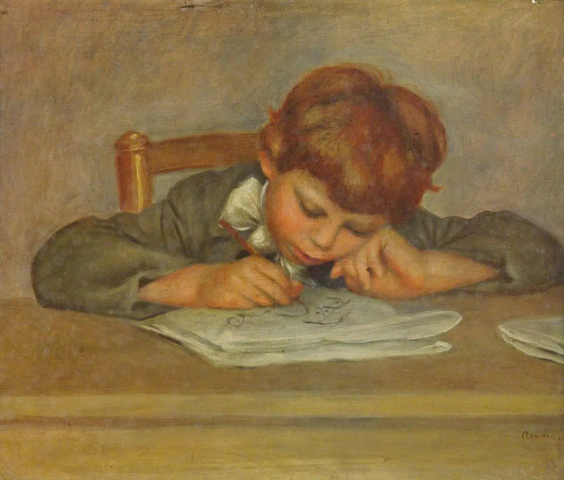 En lille dreng der skriver - Pierre-Auguste Renoir