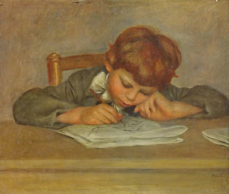 En lille dreng der skriver - Pierre-Auguste Renoir