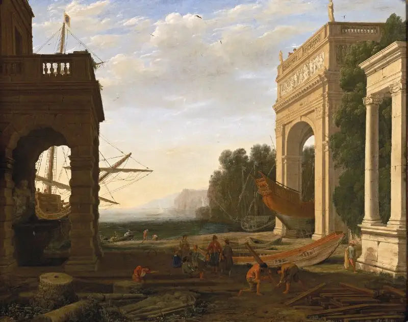En middelhavs havneby, med skibe - Claude Lorrain