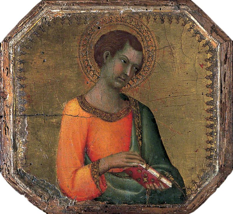 En helgen holder en bog - Simone Martini