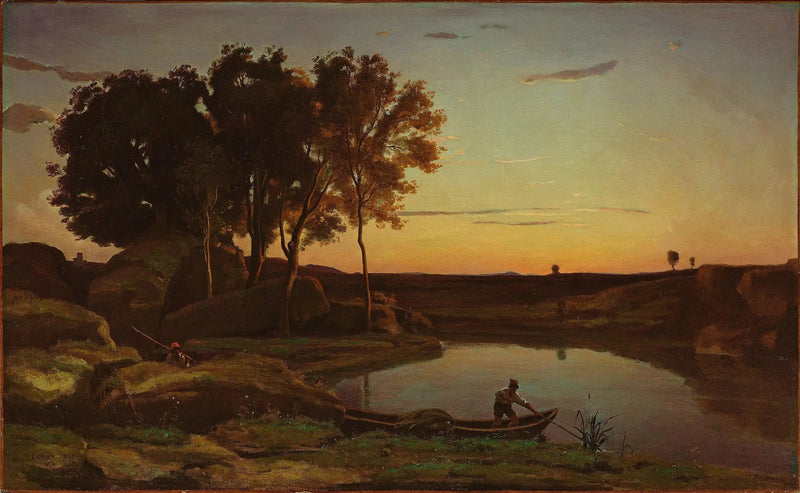 En aften, landskab - Jean-Baptiste Camille Corot