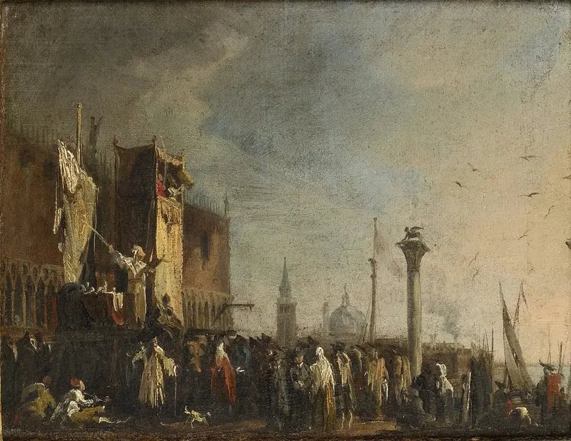 Et marionetshow på Piazzetta, Venedig - Canaletto